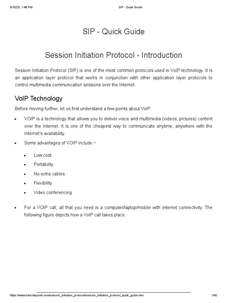 SIP - Quick Guide | PDF | Session Initiation Protocol | Wide Area Network