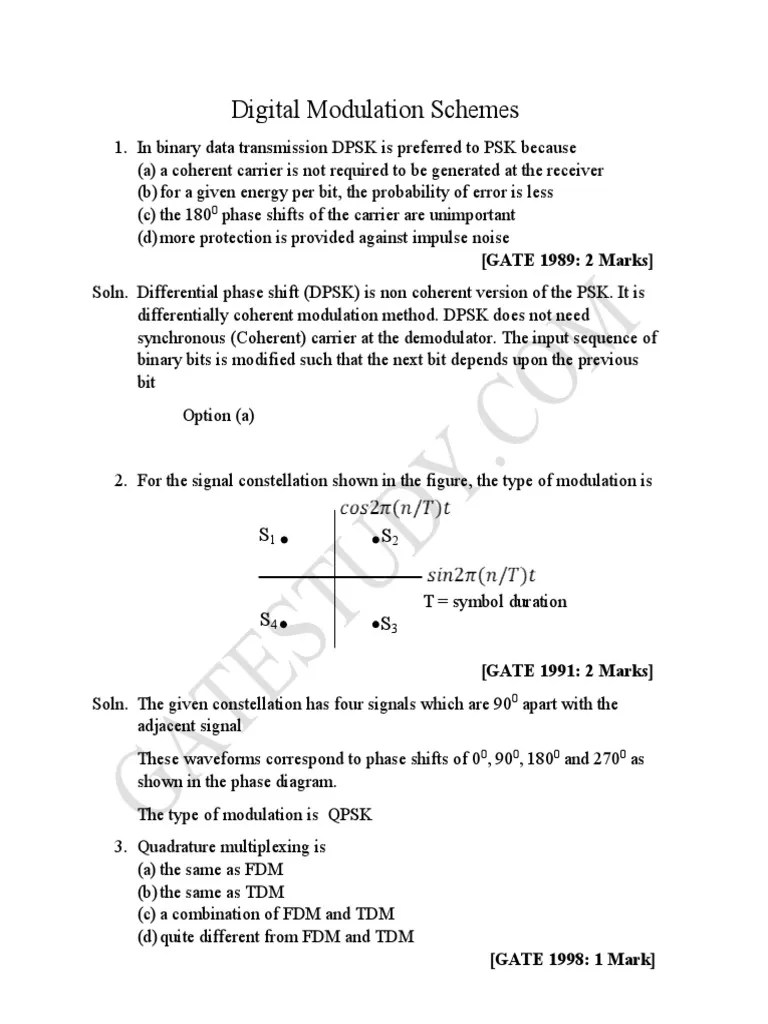 Digital-Modulation PDF | PDF | Modulation | Detector (Radio)