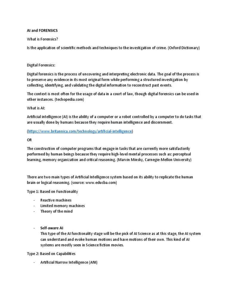 AI And FORENSICS | PDF | Artificial Intelligence | Intelligence (AI ...