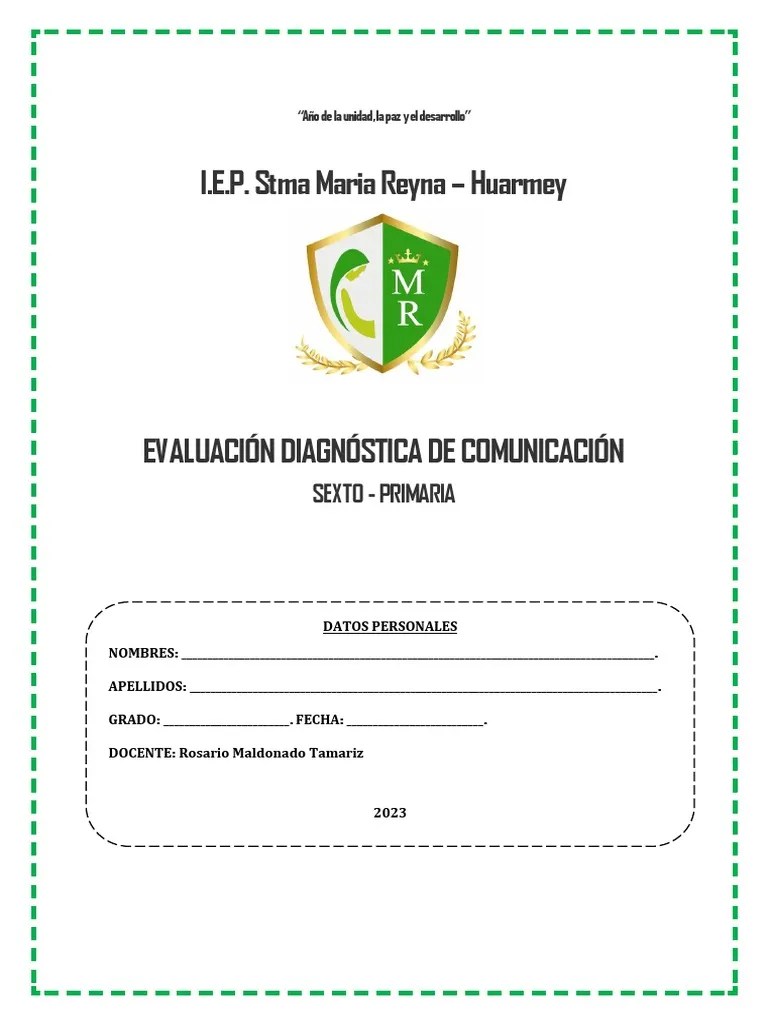Evaluación Diagnostica Comunicación - Quinto | PDF