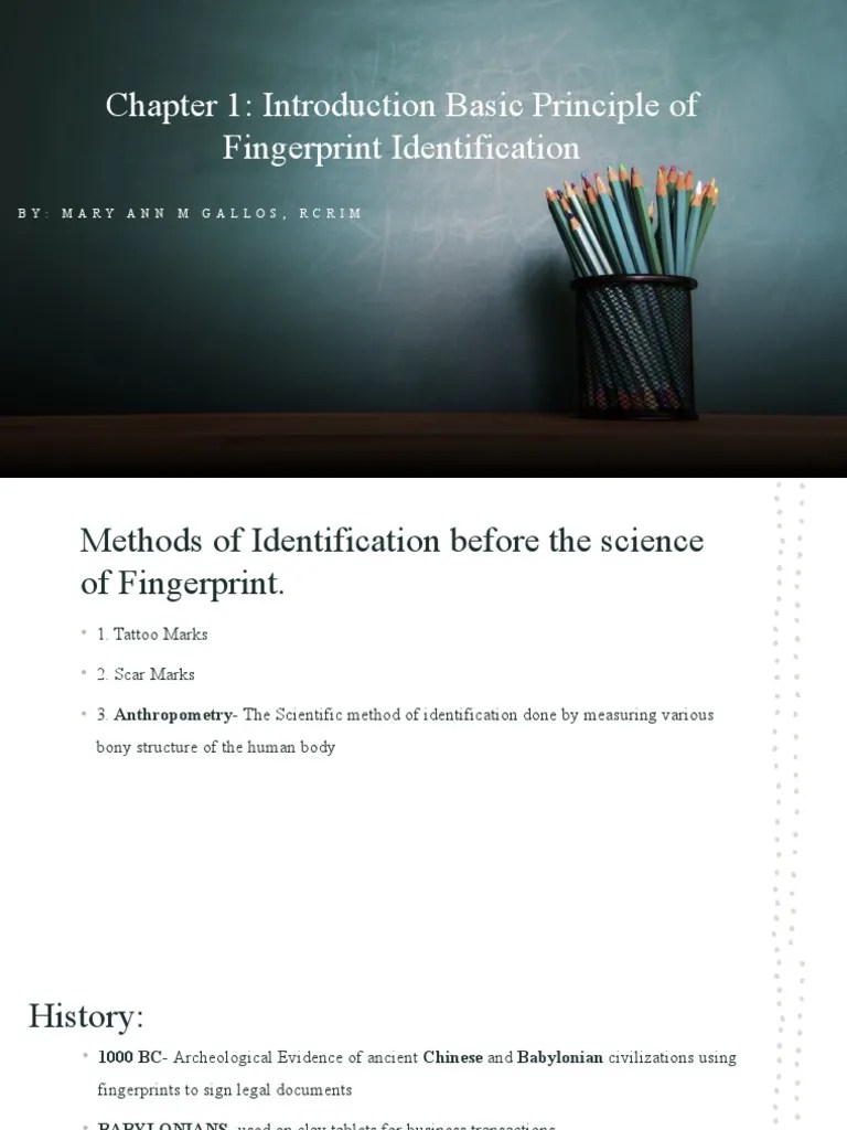 Chapter 1 Personal Identification | Download Free PDF | Fingerprint | Skin