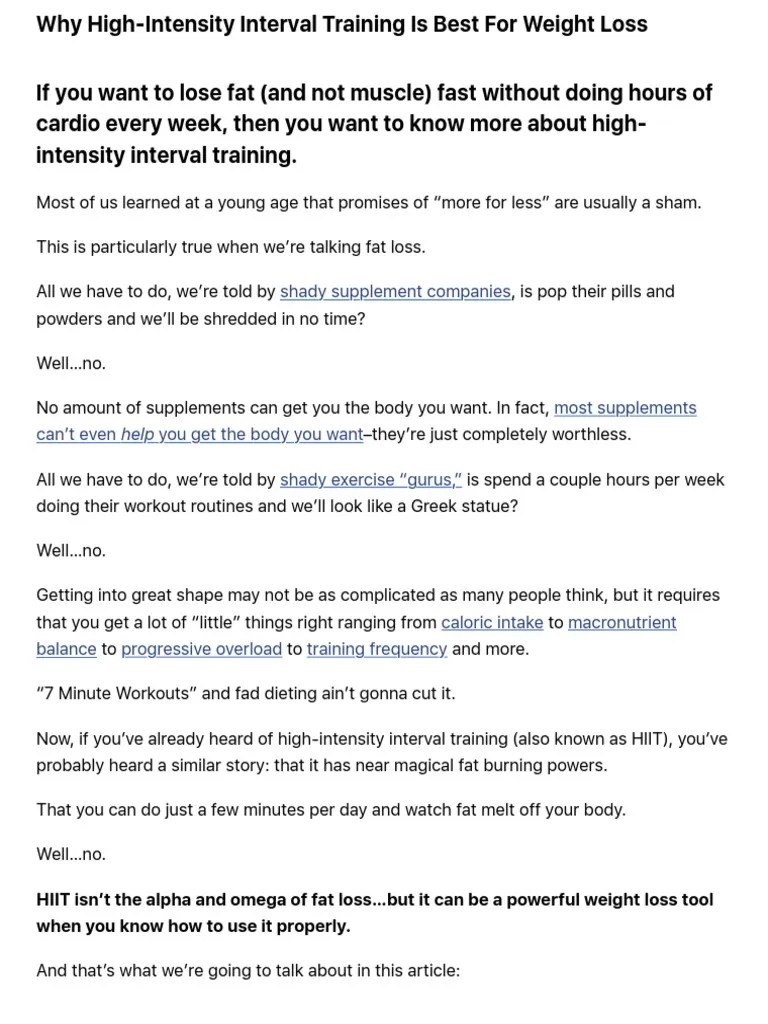Why High-Intensity Interval Training Is Best For Weight Loss | Download Free PDF | High ...