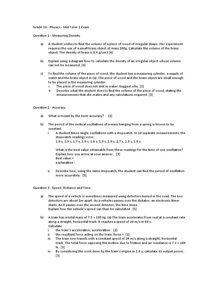 Grade 10 Physics | PDF | Force | Acceleration
