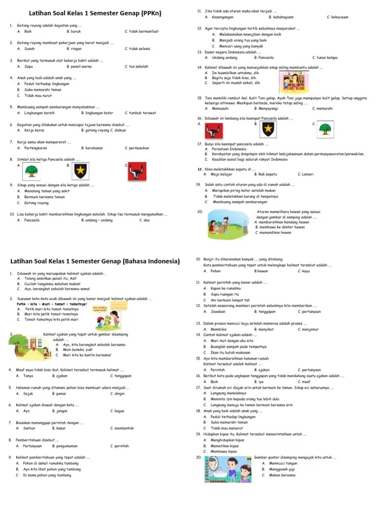 Latihan Soal Kelas 1 Semester Genap | PDF