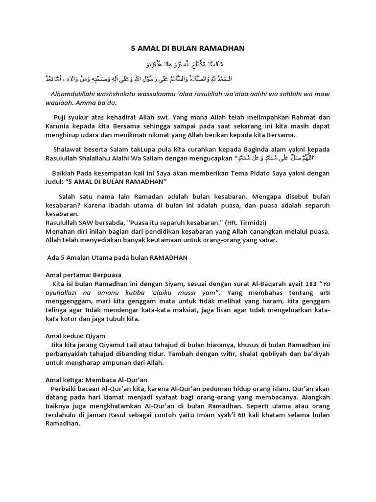 5 Amal Di Bulan Ramadhan | PDF