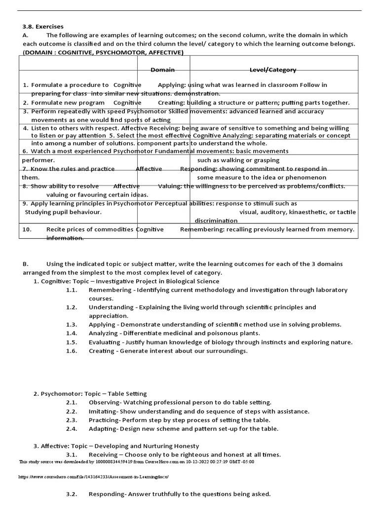 Assessment In Learning | PDF | Learning | Affect (Psychology)