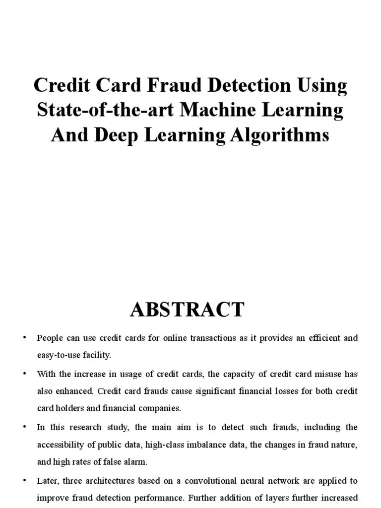 Credit Card Fraud Detection Using State-Of-The-Art Machine Learning ...