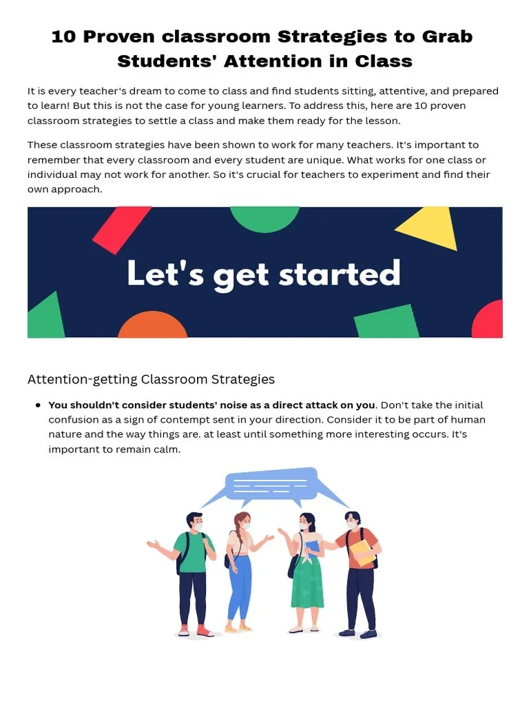 10 Proven Classroom Strategies To Grab Students' Attention In Class | PDF | Classroom Management ...