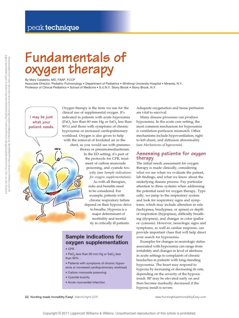 Fundamentals Of Oxygen Therapy.6 | PDF | Hypoxia (Medical) | Respiration
