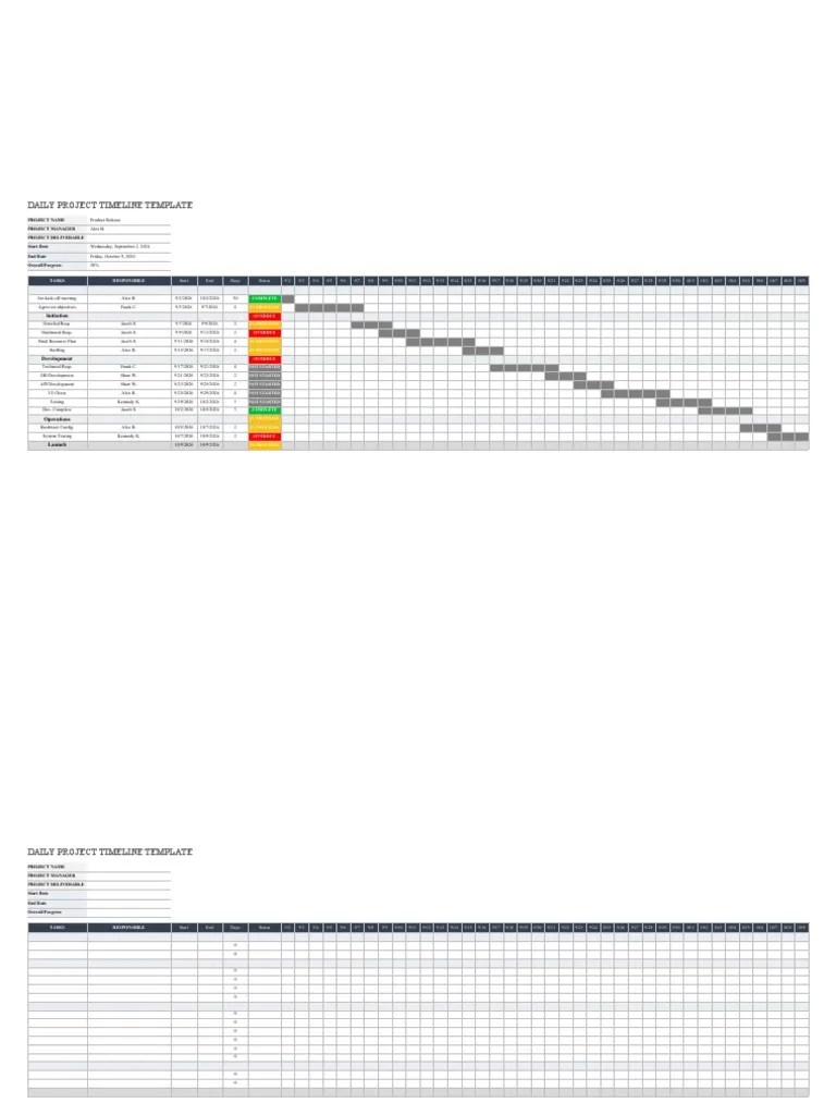 IC Daily Project Timeline Template For Excel 11412 | PDF | Software ...