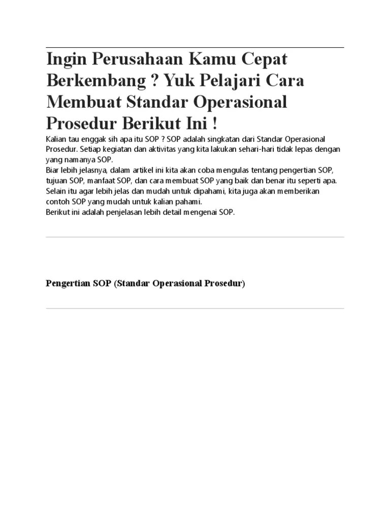 35 Sop Perusahaan | PDF