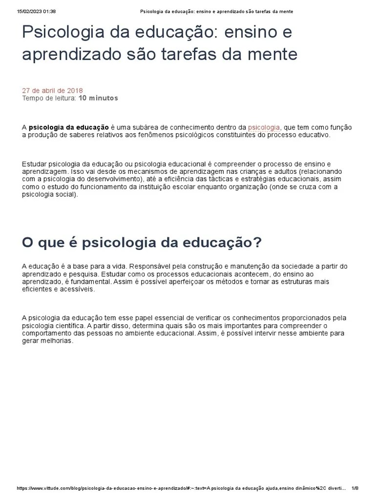 Os Fundamentos Da Psicologia Da Educação E Seus Principais ...