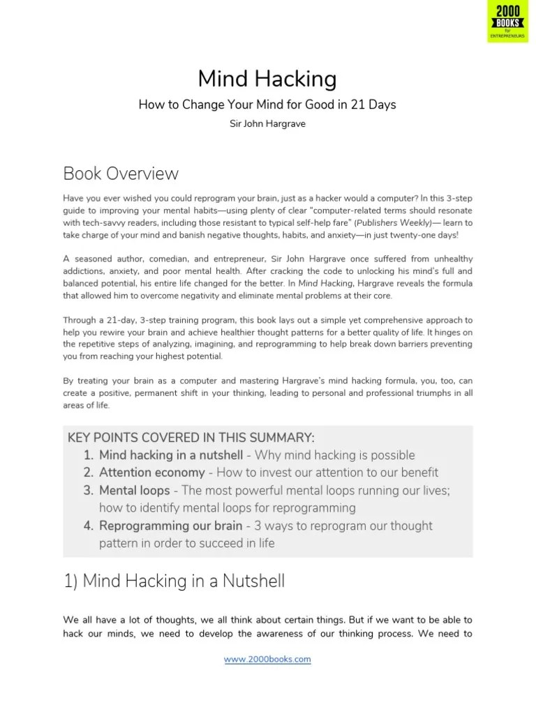 Mind Hacking PDF | PDF | Thought | Mind