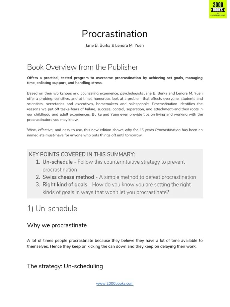 Procrastination PDF | PDF | Procrastination | Professional Skills