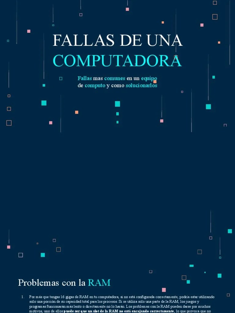 Fallas Mas Comunes De Una Computadora Y Como Arreglarlas | PDF | Hardware De La Computadora ...