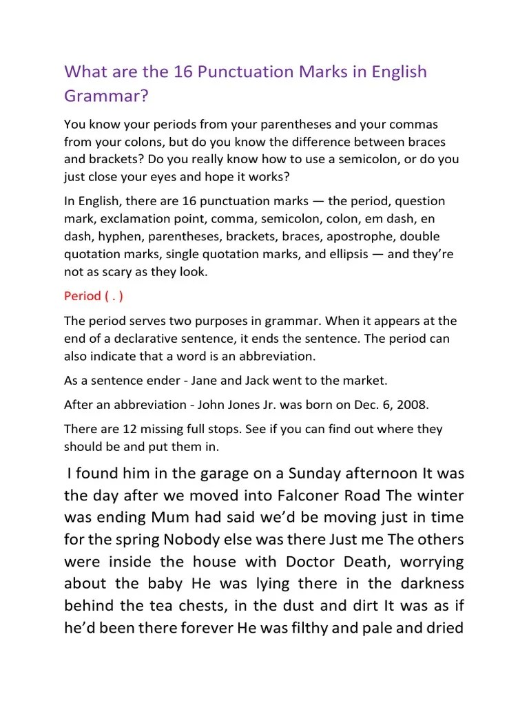 What Are The 16 Punctuation Marks In English Grammar | PDF | Ellipsis ...