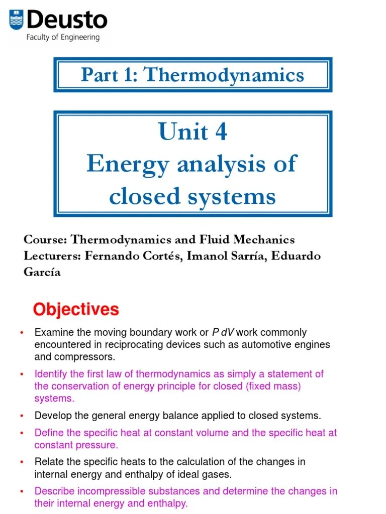 Unit 3 (Energy Analysis Of Closed Systems) | PDF | Enthalpy | Gases