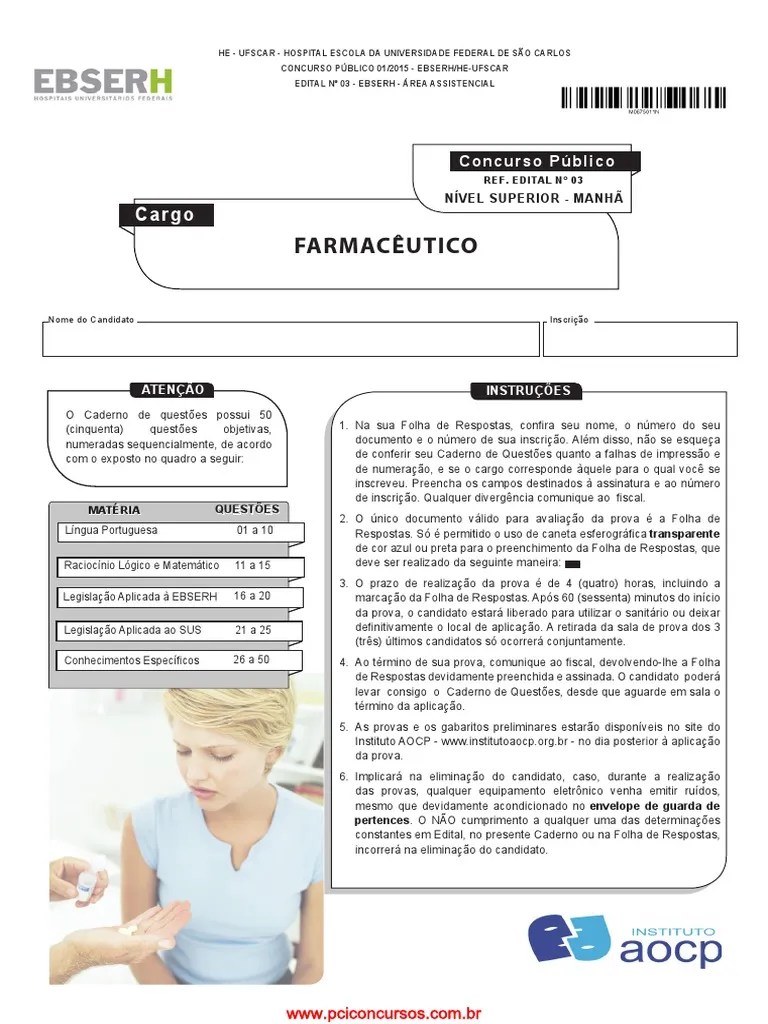 Farmaceutico Prova Ebserh. | PDF | Água | Agricultura