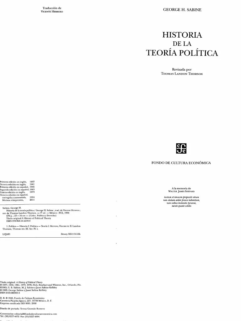 SABINE G. Historia De La Teória Política 1 PDF | PDF