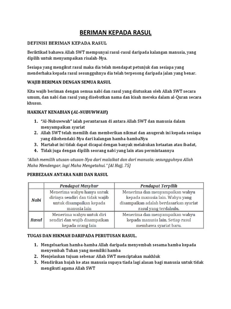 Beriman Kepada Rasul | PDF