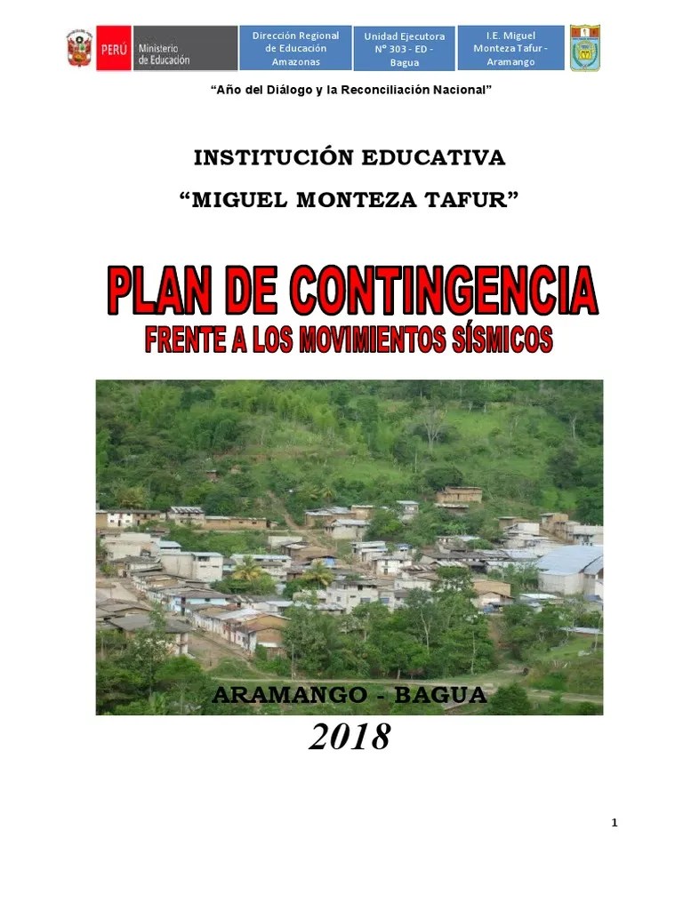 Plan De Contingencia Frente A Sismos | PDF | Plan De Estudios | Temblores