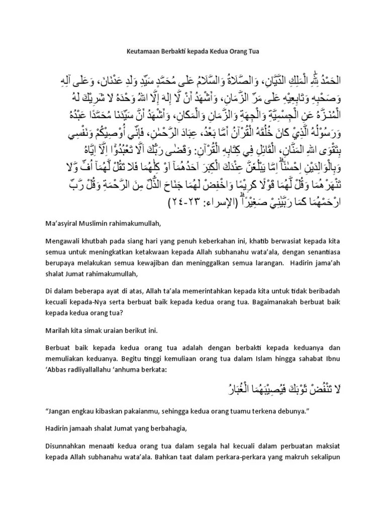 Keutamaan Berbakti Kepada Kedua Orang Tua | PDF