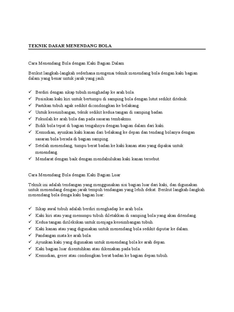 TEKNIK DASAR MENENDANG BOLA | PDF