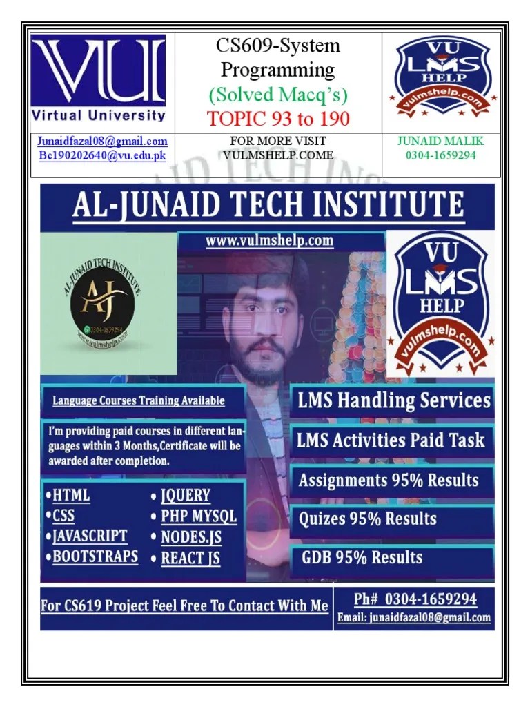 CS609 SOLVED MCQs FINAL TERM BY JUNAID | PDF | Thread (Computing ...