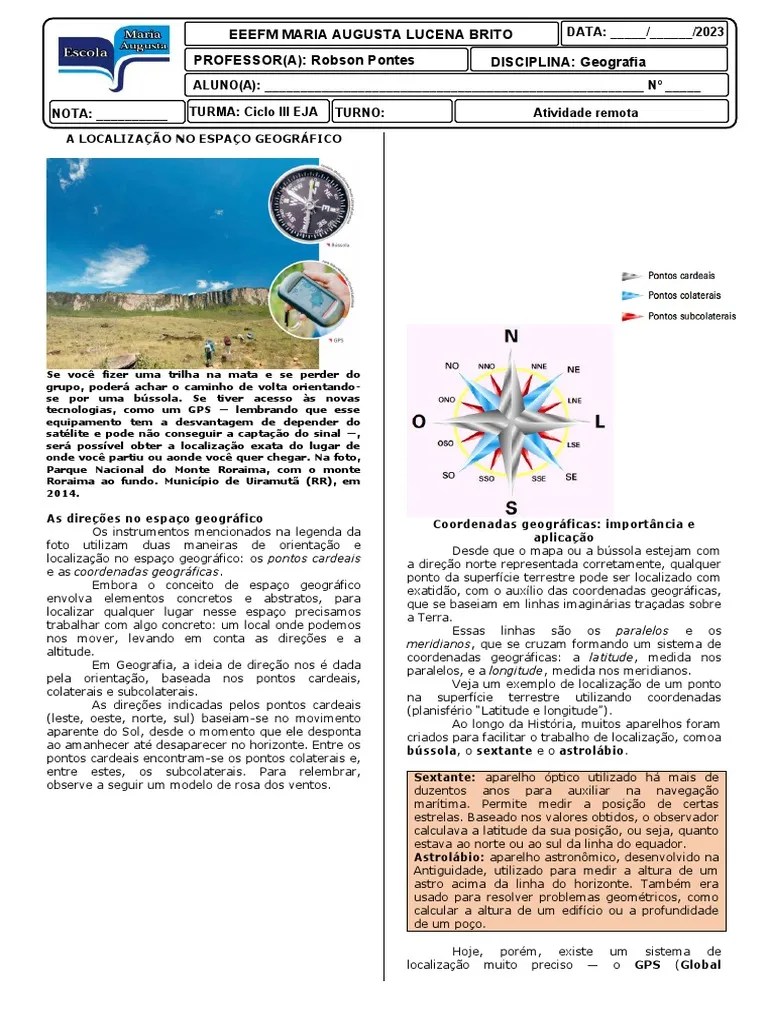 Atividade - Ciclo III - Geografia - Semana 05 - MALB | PDF | Geografia ...