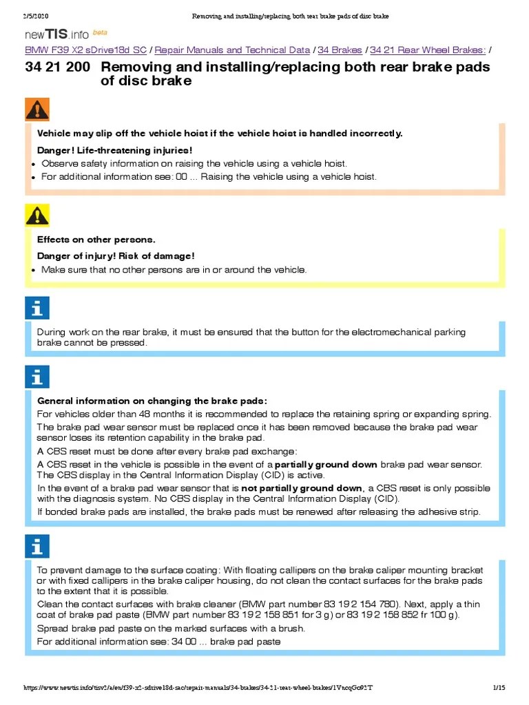 Replacing Rear Brake Pads And Sensors On A BMW X2: A Step-by-Step Guide ...