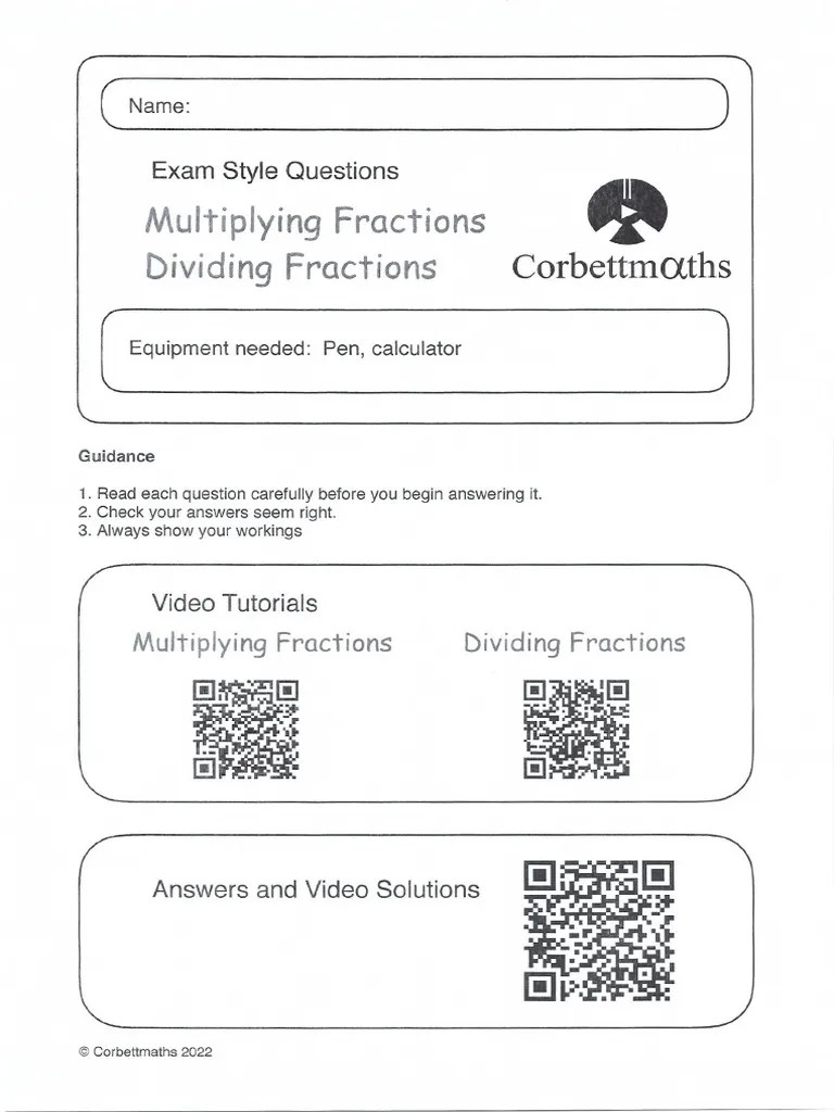 Multiplying Dividing Fractions Answers | PDF