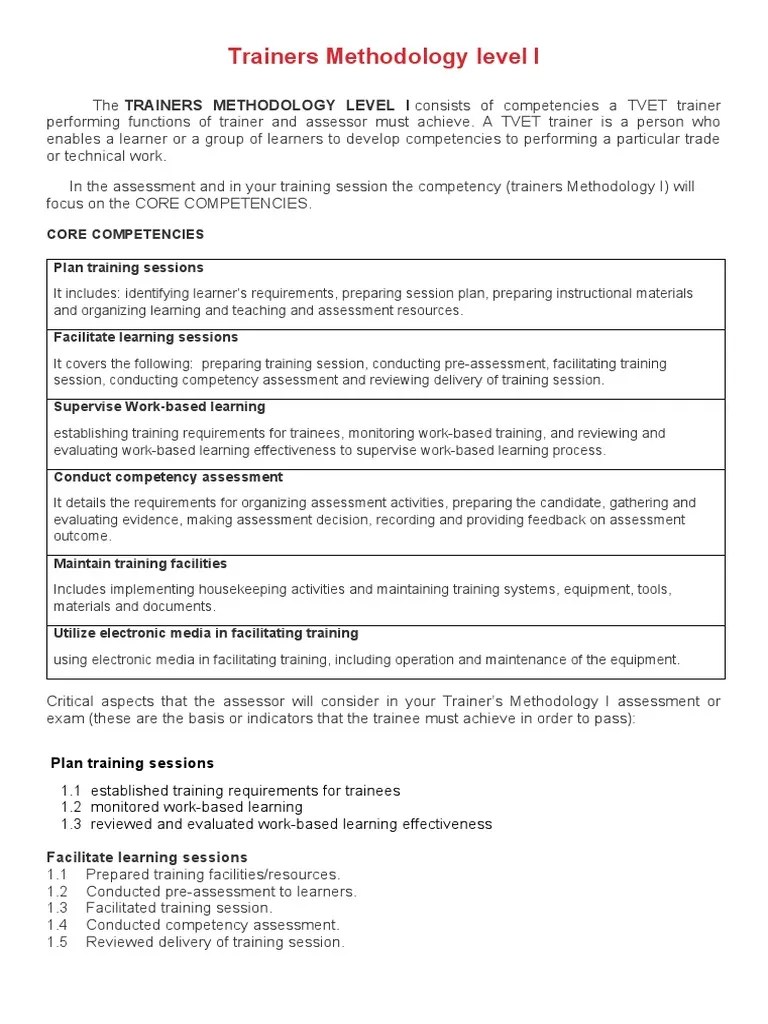 ED TM1 Trainers Methodology Level I | PDF | Learning | Methodology