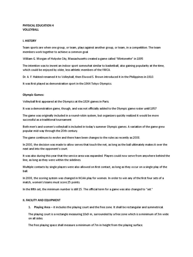Volleyball - Module 1 PDF | PDF | Volleyball | Team Sports
