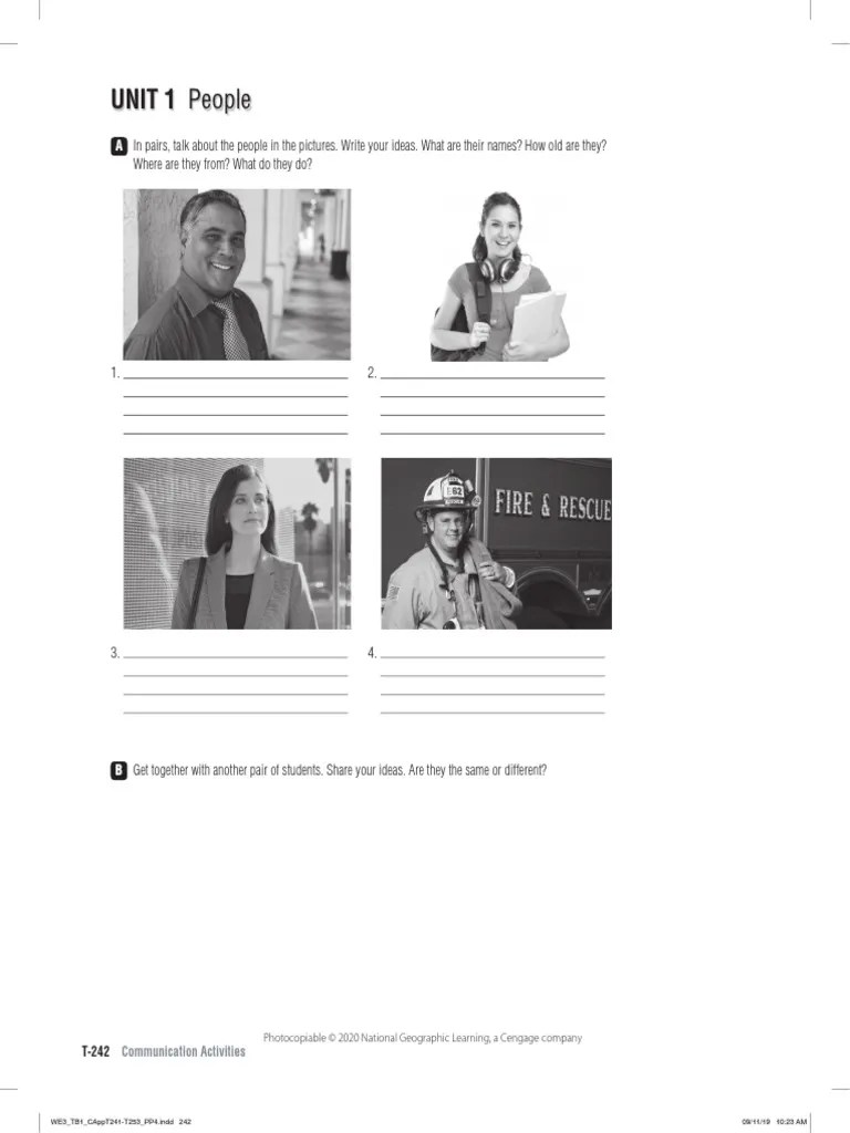 World English 3e Level 1 Communication Activities Unit 1 PDF | PDF