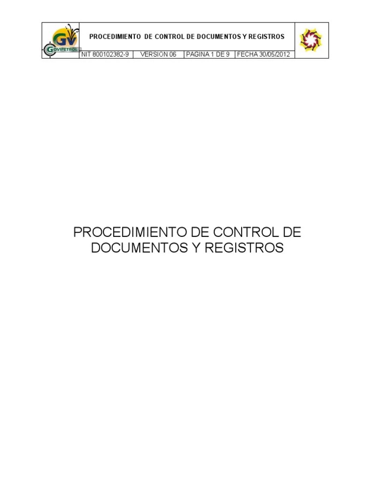 Procedimiento Control De Documentos Y Registros | PDF | Archivo De Computadora | Matriz ...
