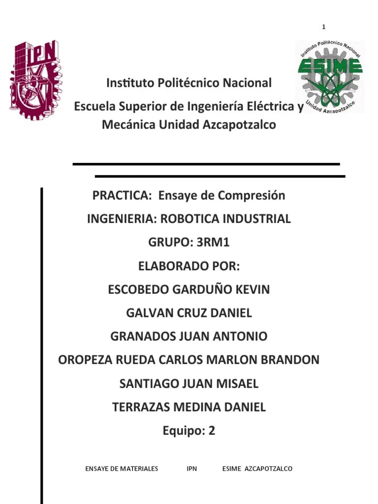Practica De Compresion | Descargar Gratis PDF | Deformación (ingeniería) | Ciencia De Los Materiales