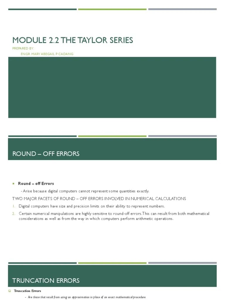 Numerical Solutions - Module 3 - Taylor Series | PDF | Numerical ...