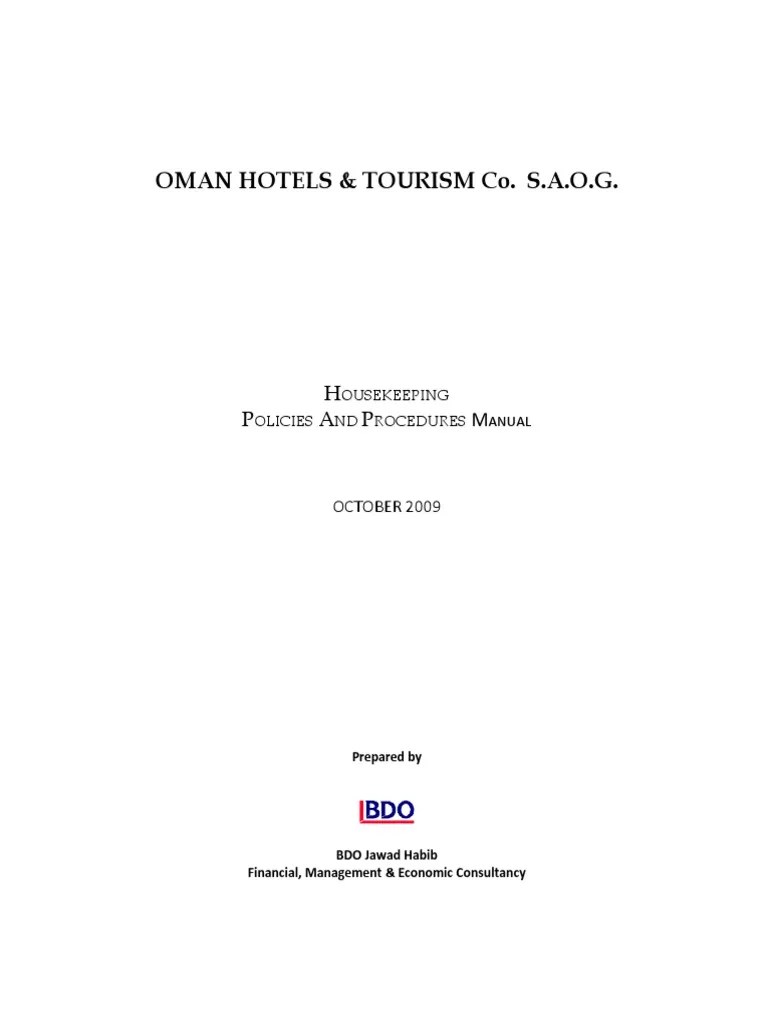 Housekeeping Manual - Final | PDF | Lighting | Housekeeping