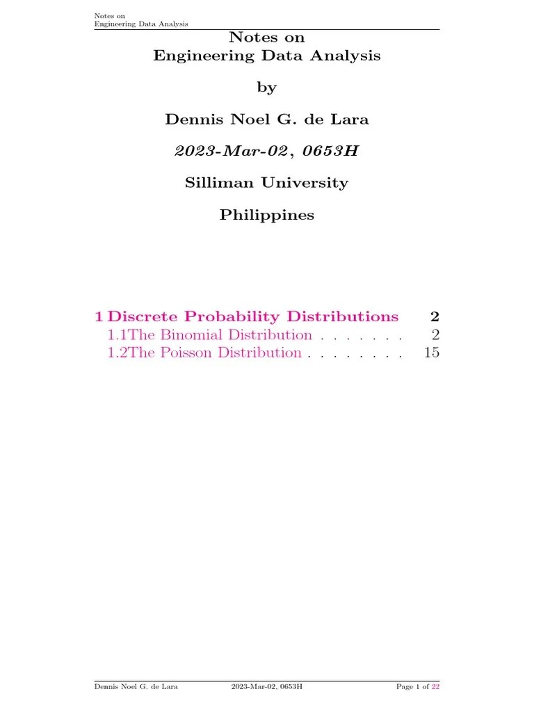 Engineering Data Analysis 1 | PDF | Poisson Distribution | Teaching ...