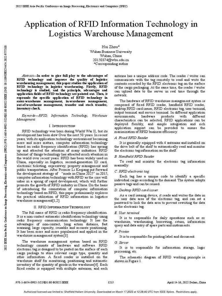 Application Of RFID Information Technology In Logistics Warehouse Management | PDF | Radio ...