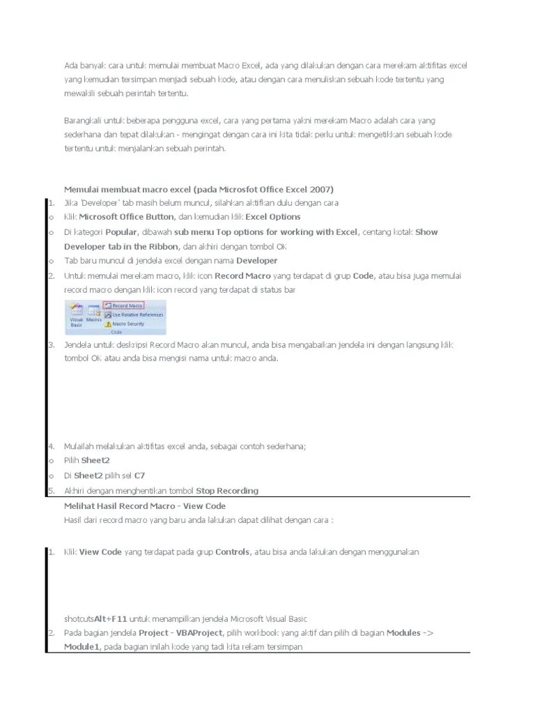 Ada Banyak Cara Untuk Memulai Membuat Macro Excel | PDF