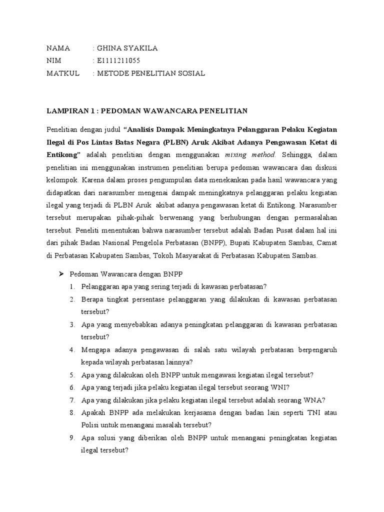 Pedoman Wawancara Penelitian | PDF