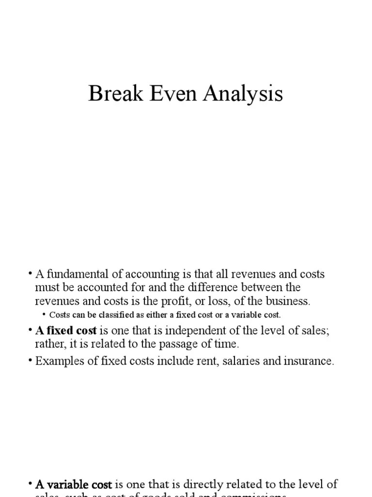 Break Even Analysis Explained | PDF | Economics | Business Economics