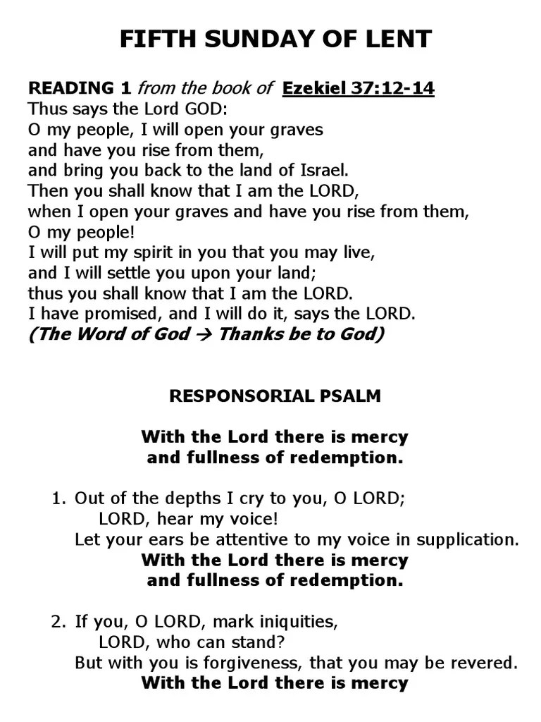 Fifth Sunday Of Lent | PDF | Jesus | Lazarus Of Bethany