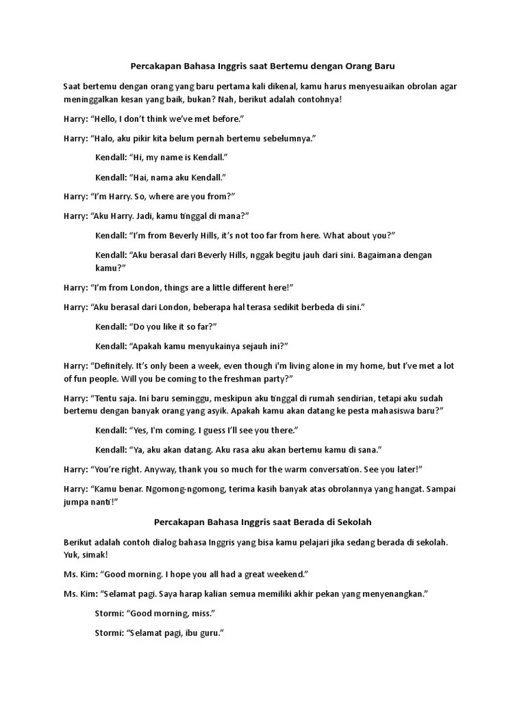Percakapan Bahasa Inggris Saat Bertemu Dengan Orang Baru | PDF