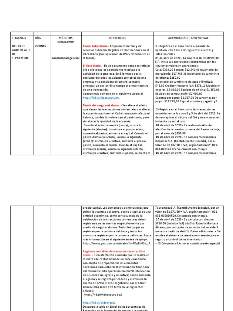 Contabilidad General Semana 4 | PDF | Contabilidad | Dinero