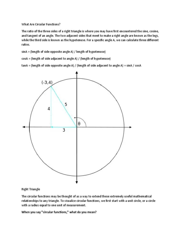 What Are Circular Functions | PDF | Trigonometric Functions | Mathematical Objects