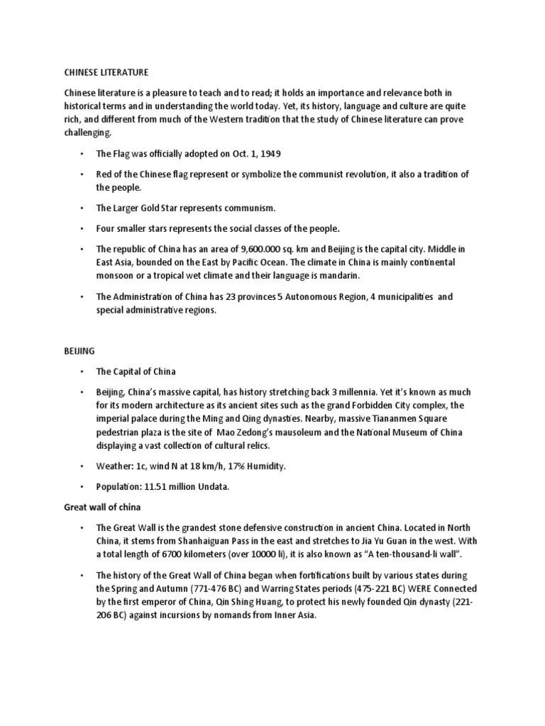 An In-Depth Look At Chinese History, Culture, Literature And Traditions As Depicted Through A ...