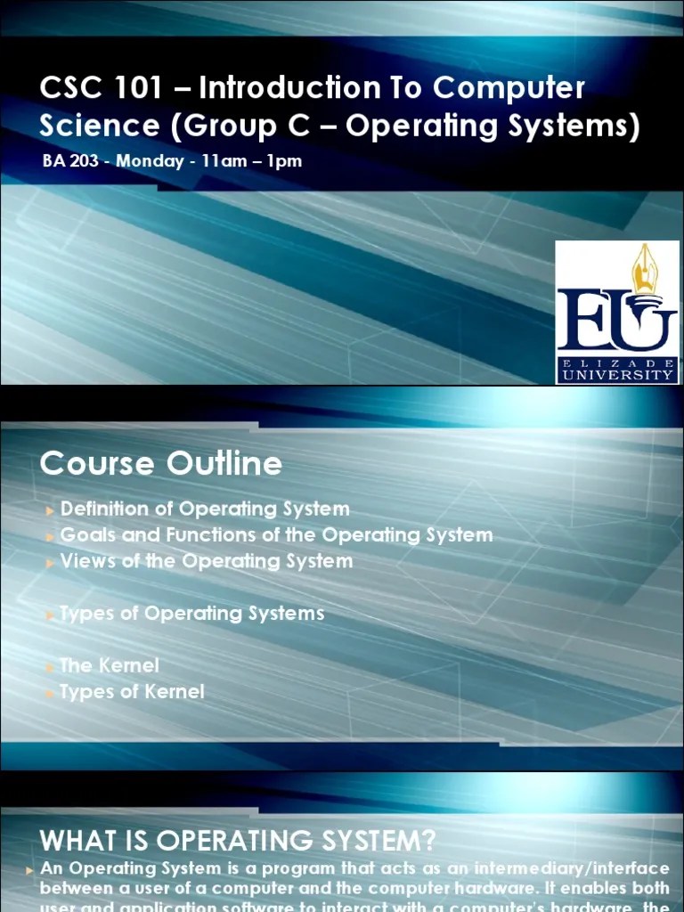 CSC 101 - Operating System-Week1 | PDF | Operating System | Computer ...