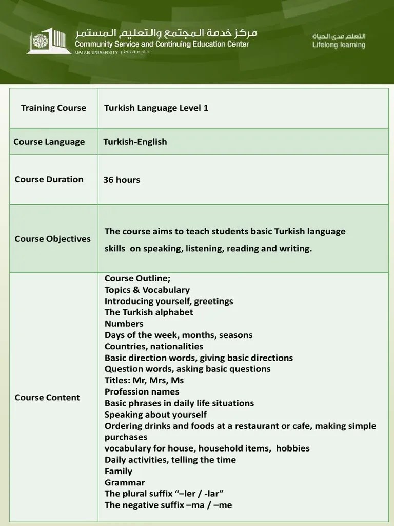 Turkish Language - Level 1 | PDF | Linguistic Typology | Language Mechanics